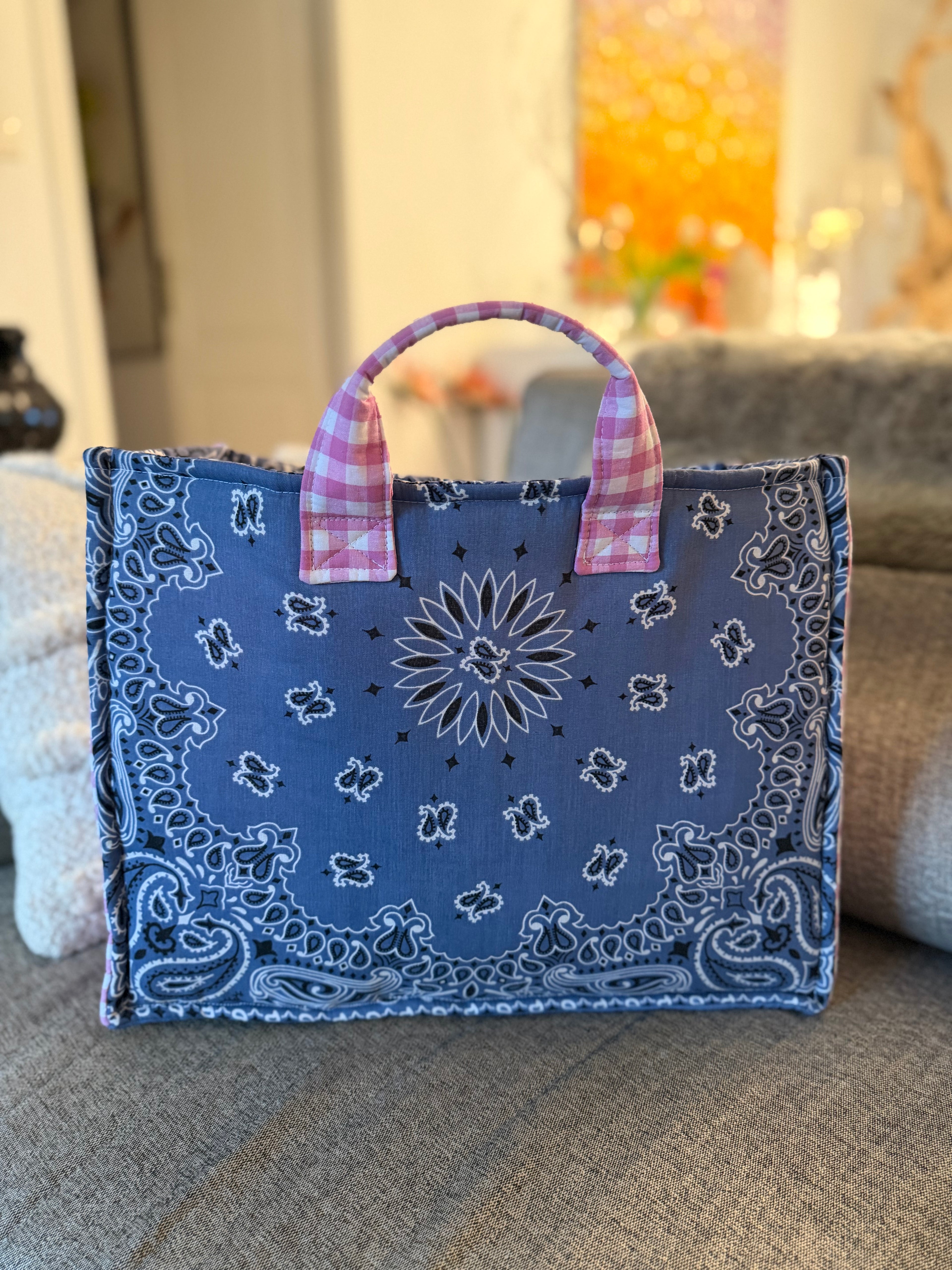 Sac cabas en bandana et Vichy - Billie