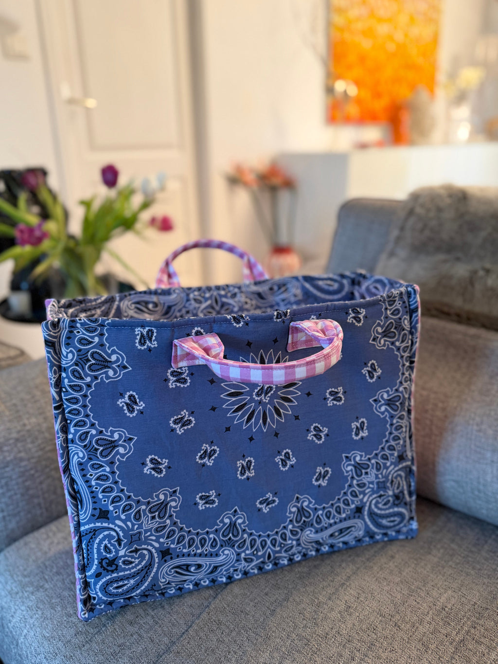 Sac cabas en bandana et Vichy - Billie