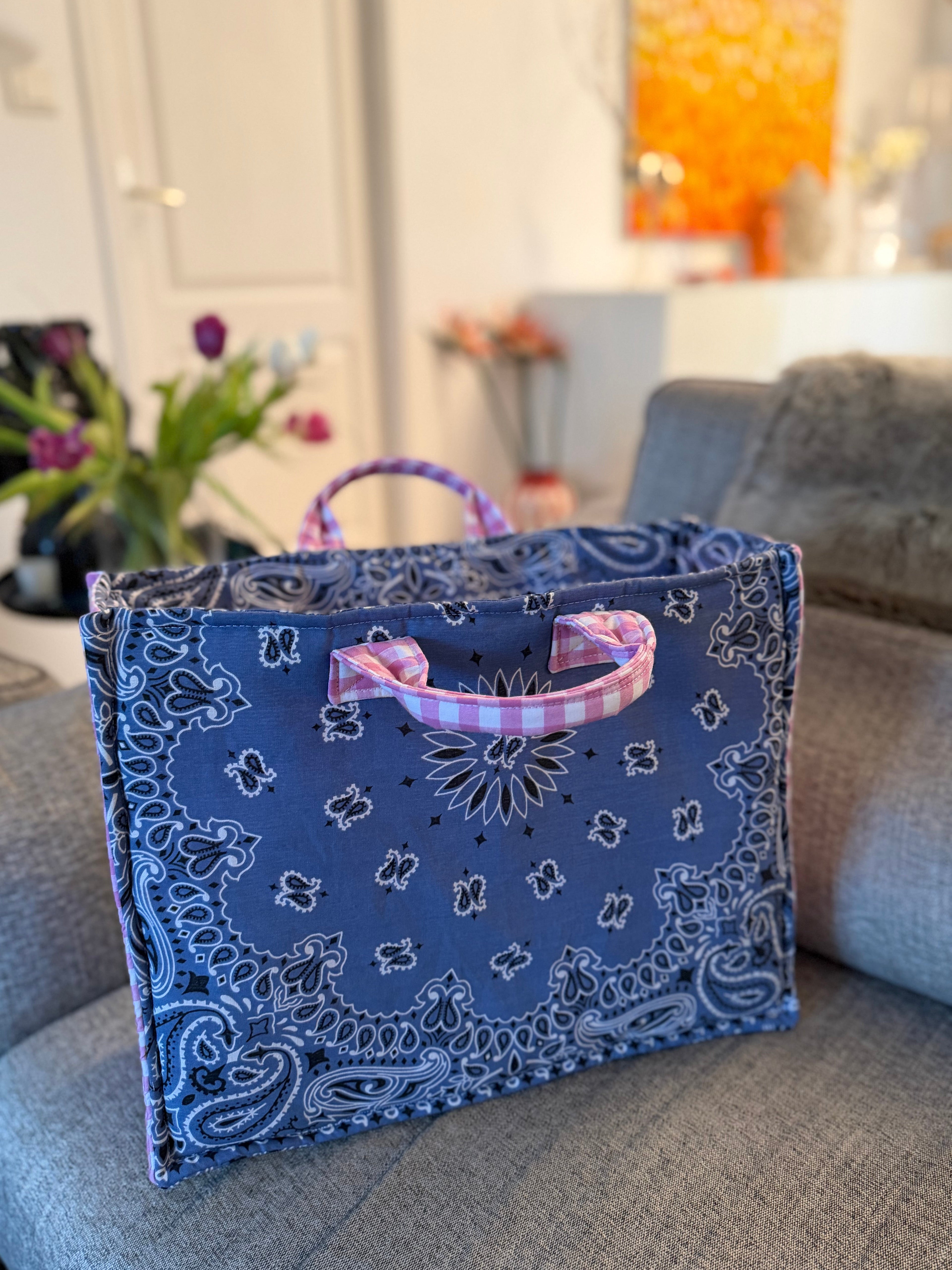 Sac cabas en bandana et Vichy - Billie