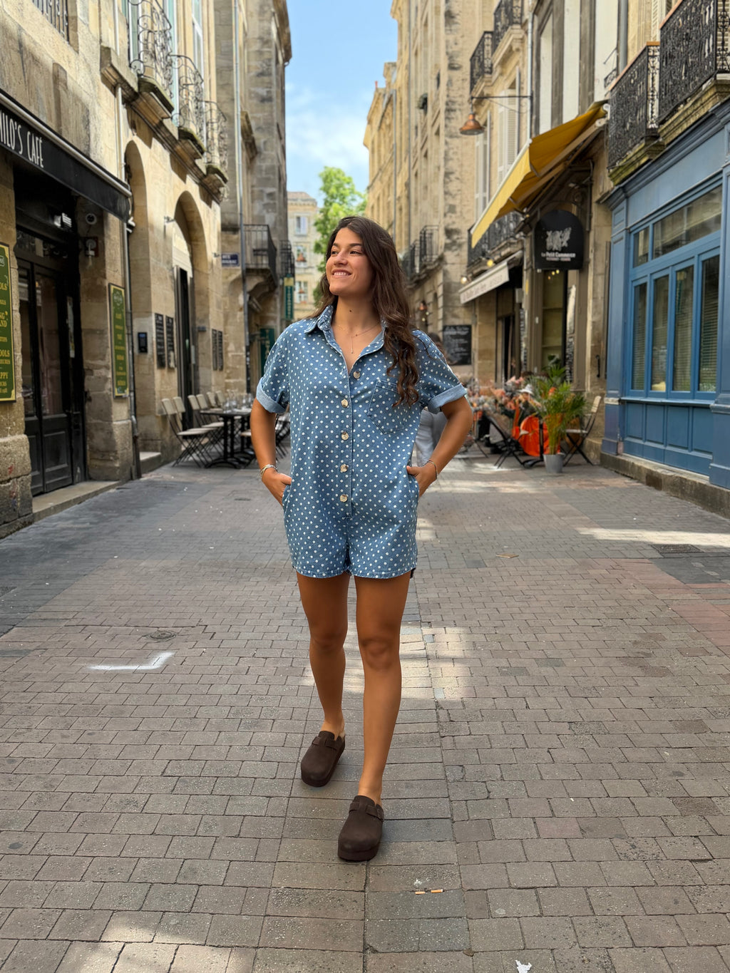 Combinaison en jean à pois - Betty