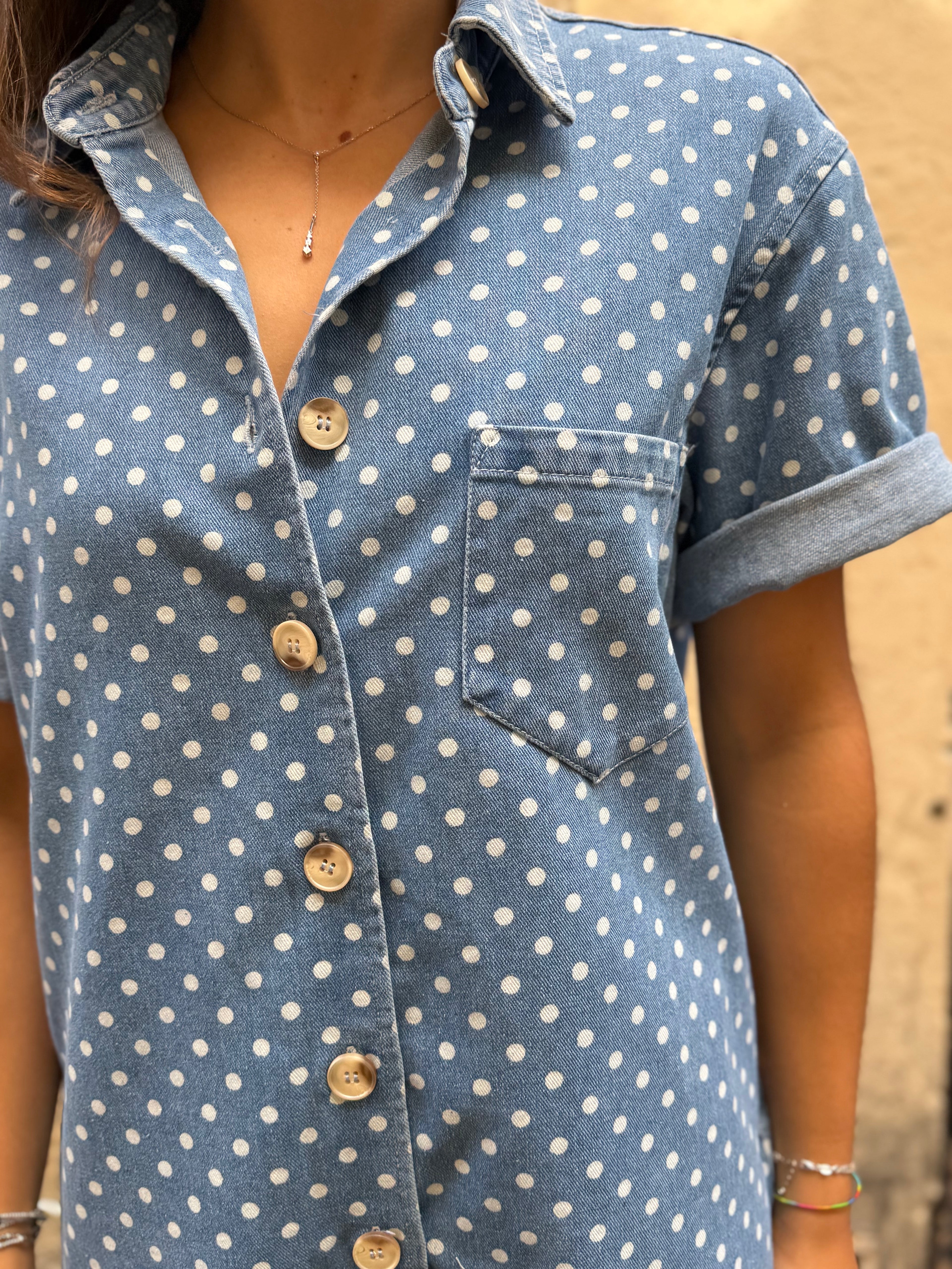 Combinaison en jean à pois - Betty