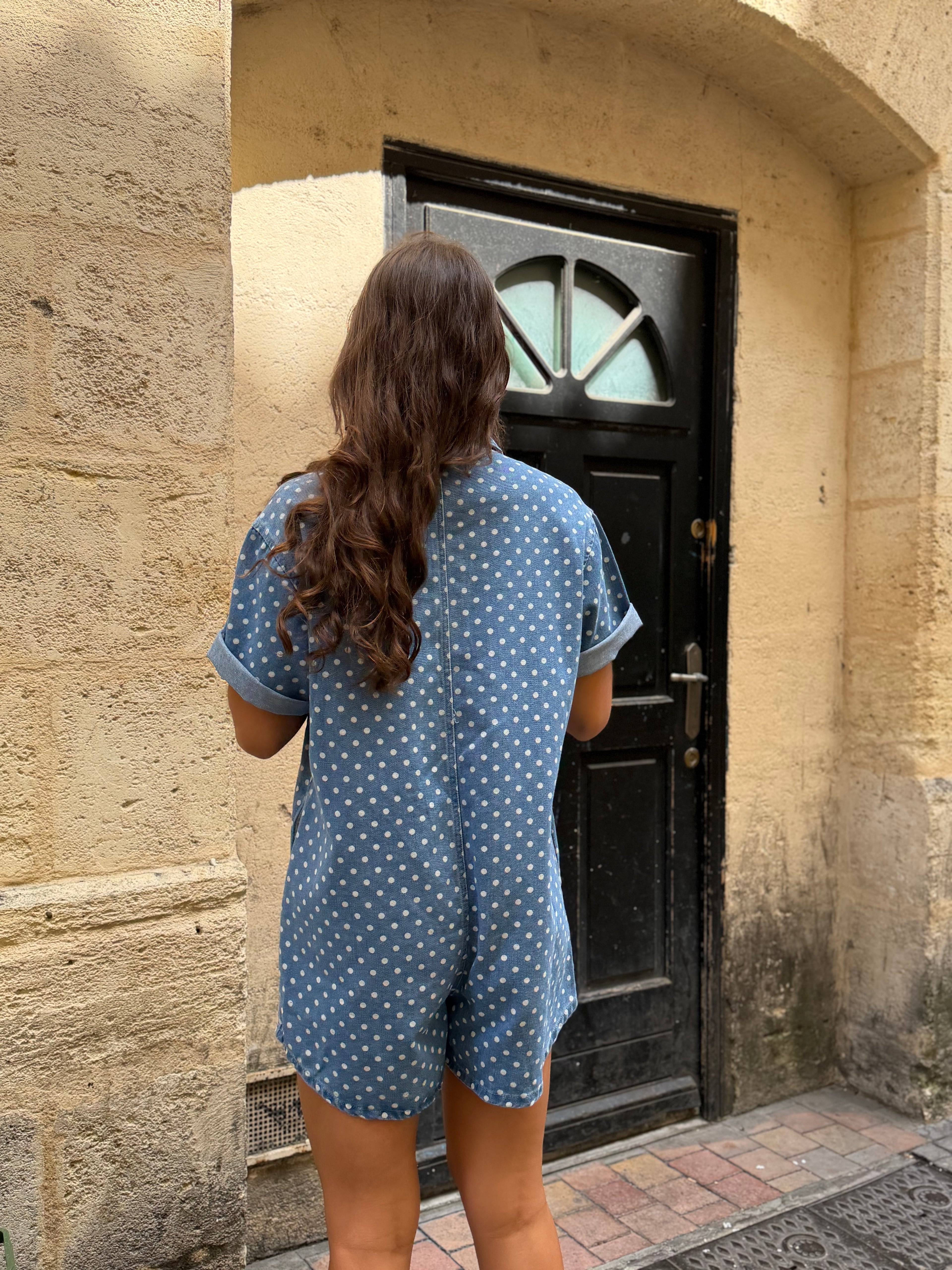 Combinaison en jean à pois - Betty