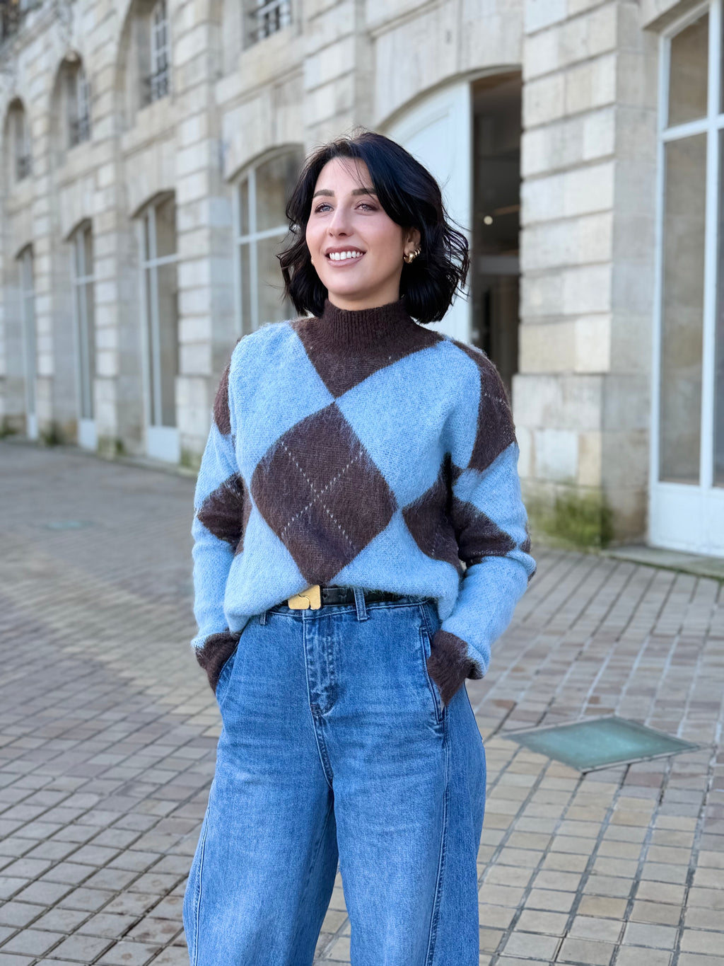 Pull Jacquard - bleu
