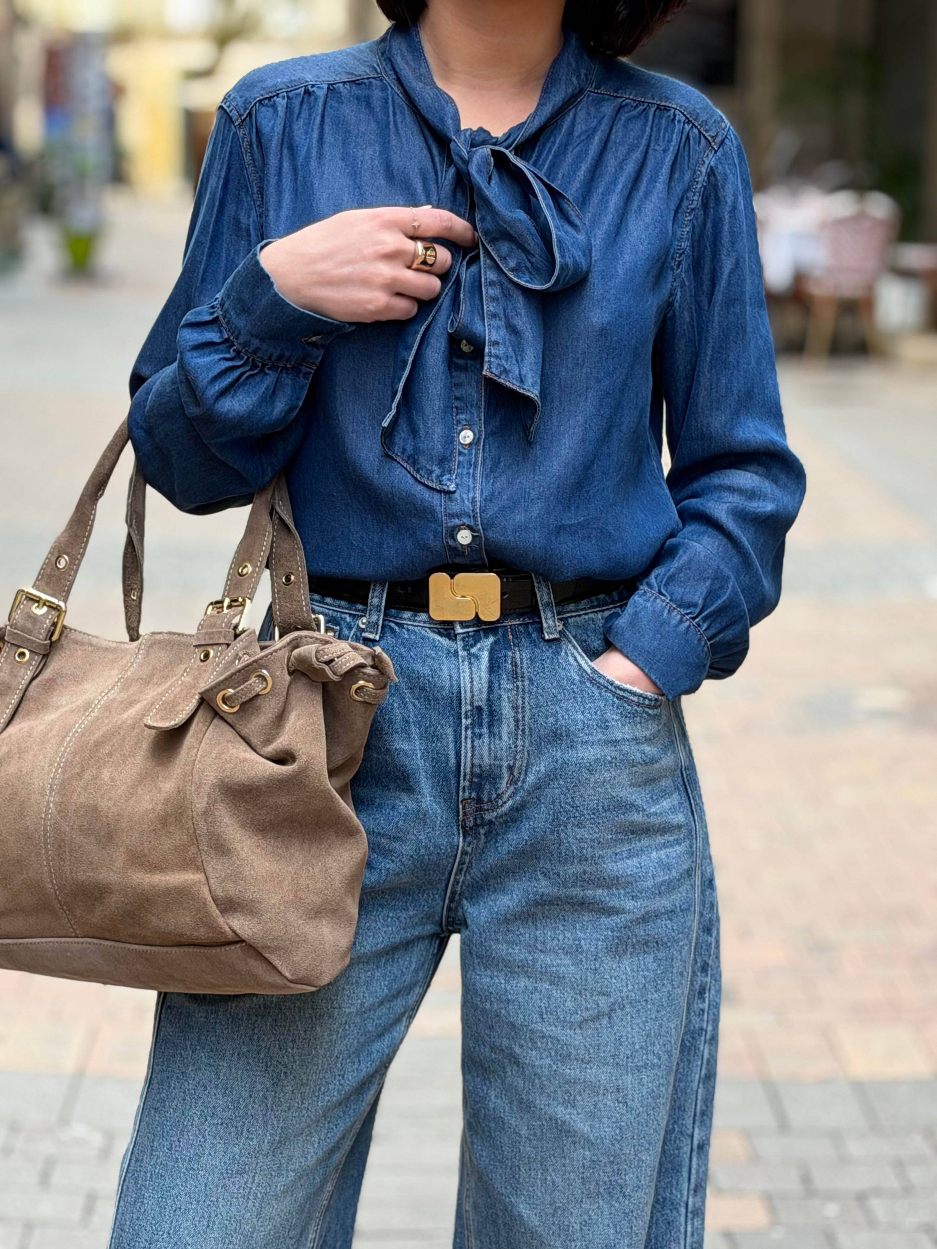 Chemise en jean col lavallière - Iris